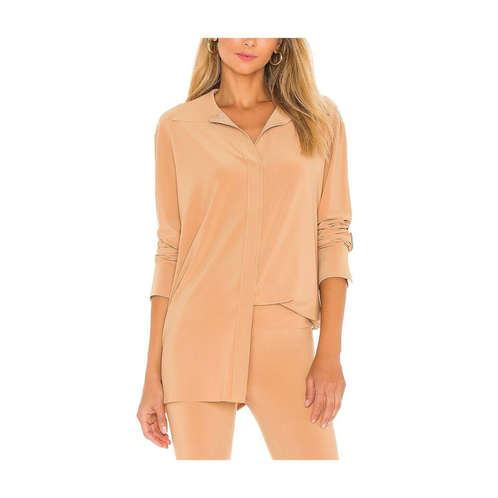 Norma Kamali Boyfriend Tan Polyester Nk Shirt Size M - NWT